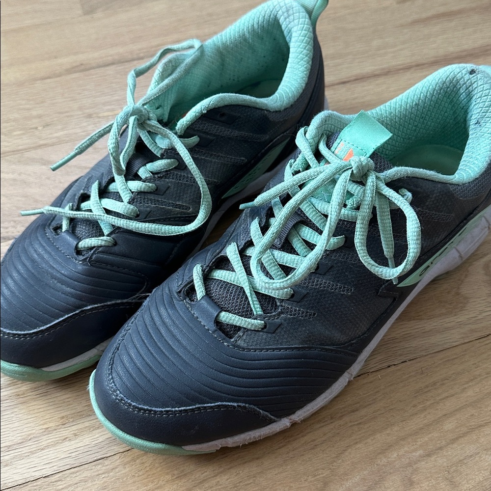 Women’s Athletic Shoes - Mint and Dark Gray Lace-Up Sneakers